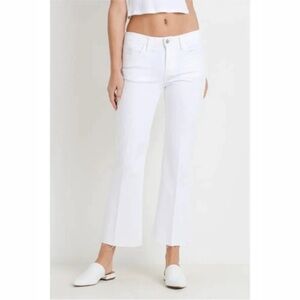 L.T.J Letter To Juliet Sicily Flare Crop Raw Hem Denim Jeans White Size 31